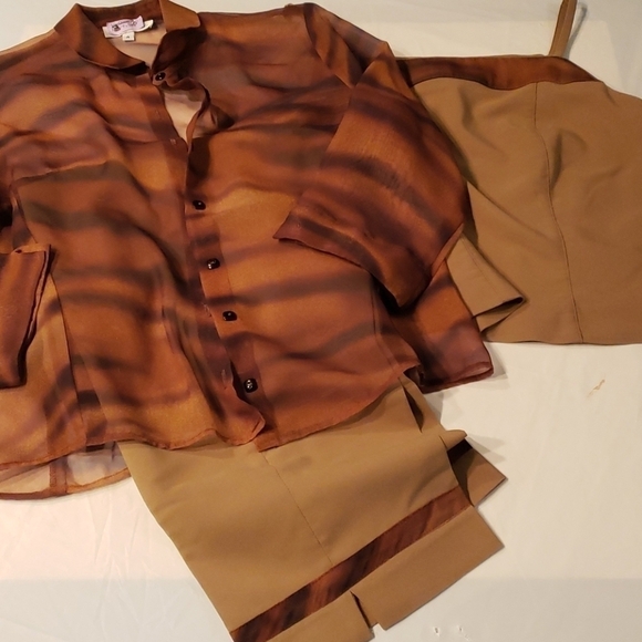 Collin Creek 3 piece Crop Pant Suit VGUC Made USA 4 - Picture 2 of 16